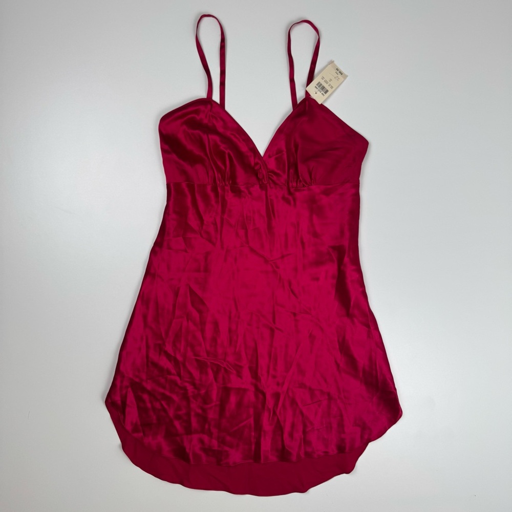 Vintage 90’s 100% Silk Red Slip Dress Fantasies by Morgan Taylor Size Medium Y2K